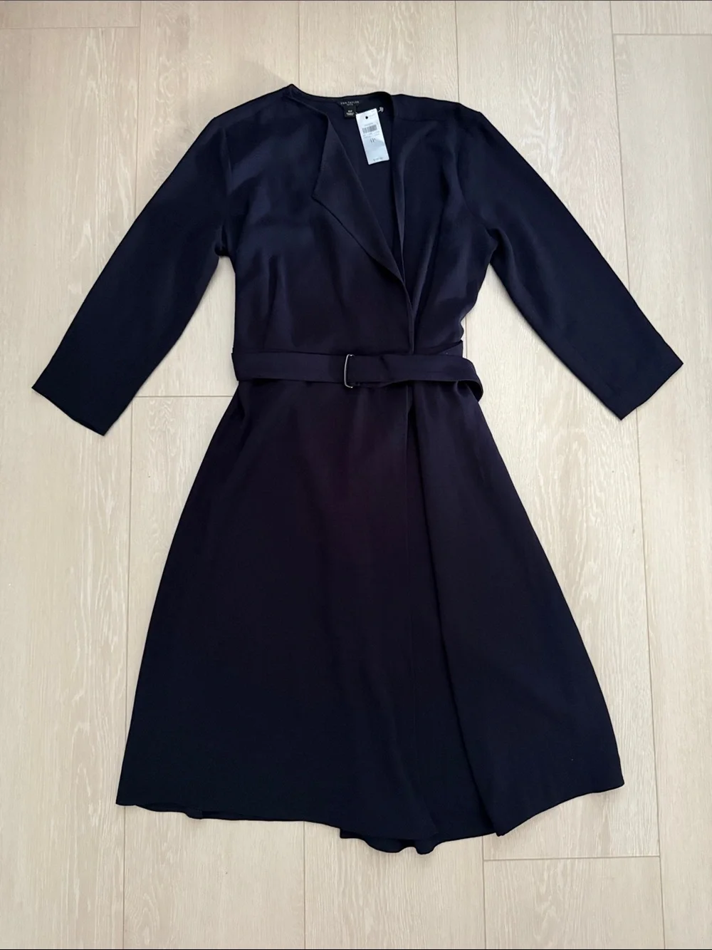 J. Crew Navy Belted Wrap-Style Midi Dress